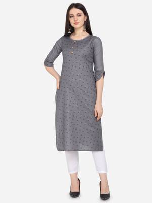 Grey Color printed Straight Kurta 1