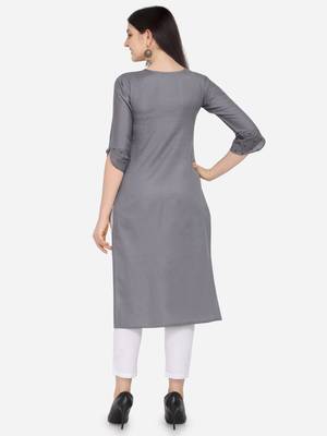 Grey Color printed Straight Kurta 2