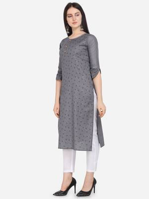 Grey Color printed Straight Kurta 3