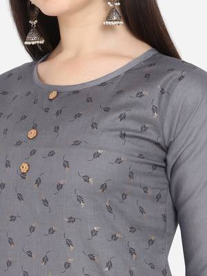 Grey Color printed Straight Kurta 4