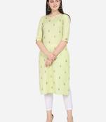 Lime Green Color printed Straight Kurta