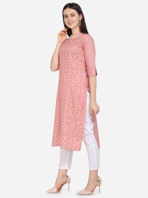 Pink Color printed Straight Kurta 3