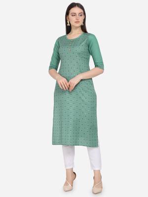 Sea Green Color printed Straight Kurta 1
