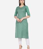 Sea Green Color printed Straight Kurta