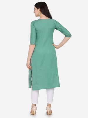 Sea Green Color printed Straight Kurta 2