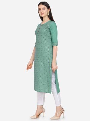 Sea Green Color printed Straight Kurta 3