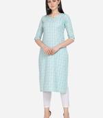 Turquoise color cotton blend Stright kurta