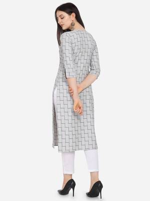 Grey Color Cotton Blend Straight Kurta 2