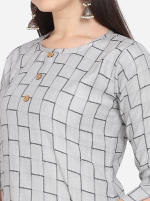 Grey Color Cotton Blend Straight Kurta 4