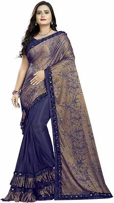 Women's Blue Dhupian Foil Designer Saree 1