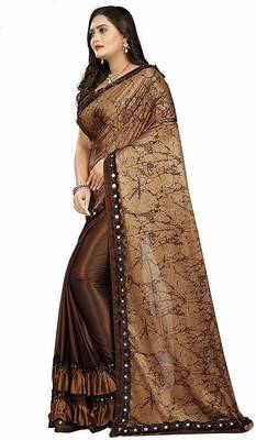 Women's Brown Dhupian Foil Designer Saree 1