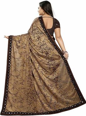 Women's Brown Dhupian Foil Designer Saree 2