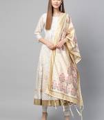 Sutram Bamboo Buti Silk Cream Digital Printed Dupatta