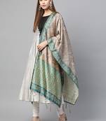 Sutram Bamboo Buti Silk Grey Digital Printed Dupatta