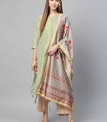 Sutram Bamboo Buti Silk Grey Digital Printed Dupatta