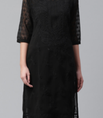 Lucknowi Chikan Kurti Hakoba Style Black