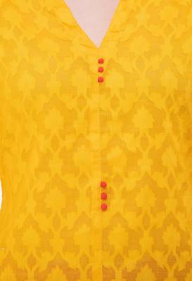 Yellow printed cotton ethnic-kurtis 4