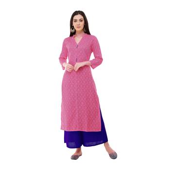 Pink printed cotton ethnic-kurtis 1