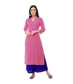 Pink printed cotton ethnic-kurtis