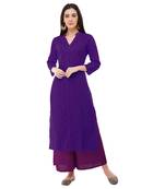 Purple printed cotton ethnic-kurtis