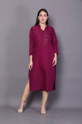 Maroon embroidered rayon ethnic-kurtis 1