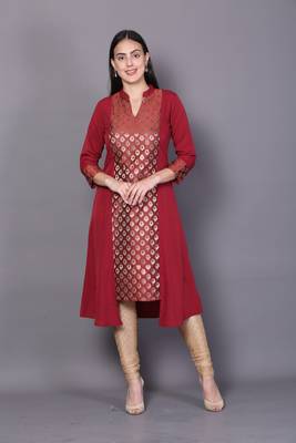 Red printed rayon ethnic-kurtis 1