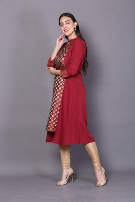 Red printed rayon ethnic-kurtis 3