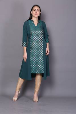 Green printed rayon ethnic-kurtis 1
