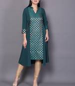 Green printed rayon ethnic-kurtis