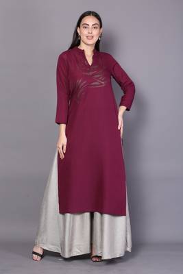 Maroon embroidered rayon ethnic-kurtis 1