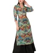 Green printed cotton ethnic-kurtis