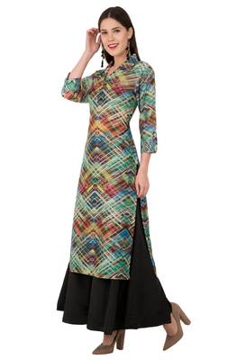 Green printed cotton ethnic-kurtis 3