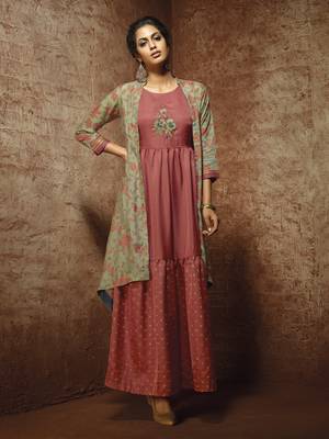 Red printed chanderi ethnic-kurtis 1