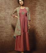 Red printed chanderi ethnic-kurtis