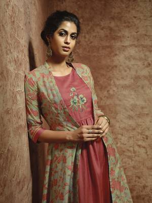 Red printed chanderi ethnic-kurtis 2