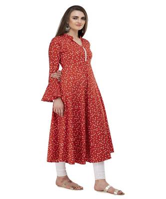 Crepe Red Anarkali Printed Kurta 2