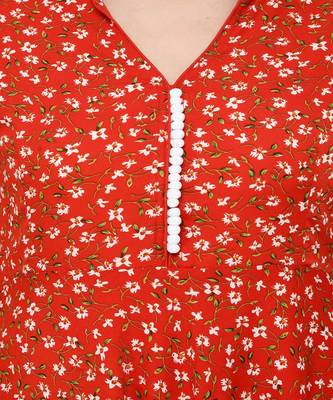 Crepe Red Anarkali Printed Kurta 4