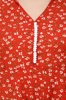 Crepe Red Anarkali Printed Kurta
