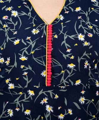 Crepe navy blue Anarkali Floral Kurta 4