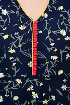 Crepe navy blue Anarkali Floral Kurta