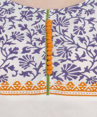 Cotton white Anarkali Block Printed Kurta 3