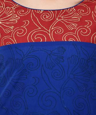 Cotton royal blue Straight Block Printed Kurta 4