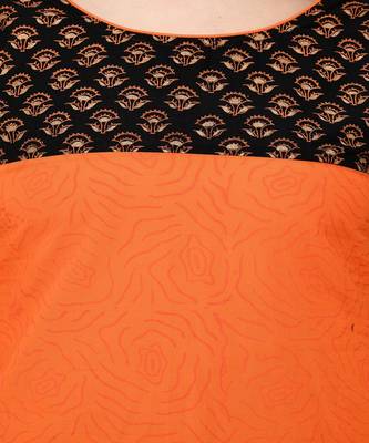 Cotton orange Straight Block Printed Kurta 5