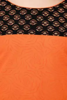 Cotton orange Straight Block Printed Kurta