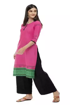 Pink Printed kurta palazzo set
