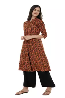 Orange Paisley print kurta palazzo set