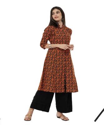 Orange Paisley print kurta palazzo set 3
