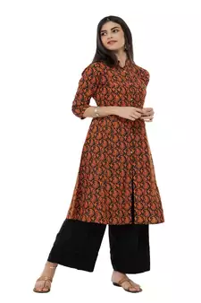 Orange Paisley print kurta palazzo set
