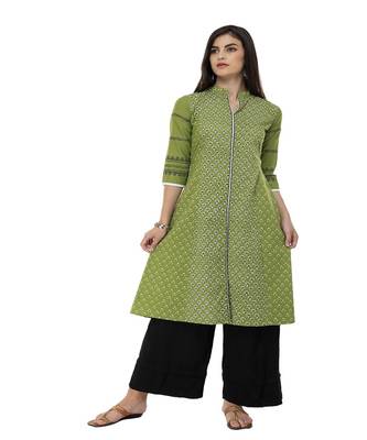 Floral print Green kurta palazzo set 1