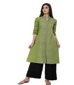 Floral print Green kurta palazzo set